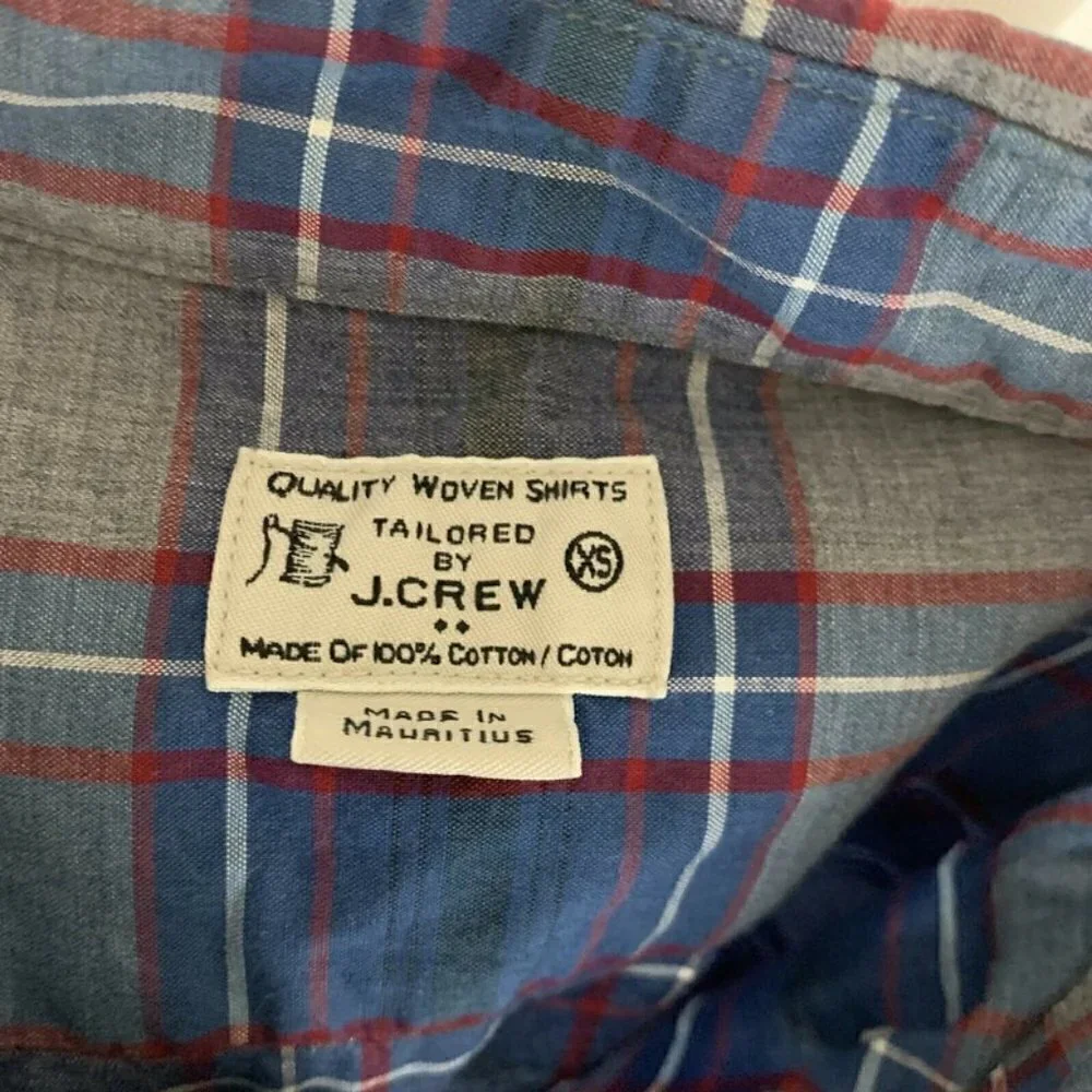 J. Crew Men's Size XS Button Down Shirt Plaid 100% Cotton Fitted